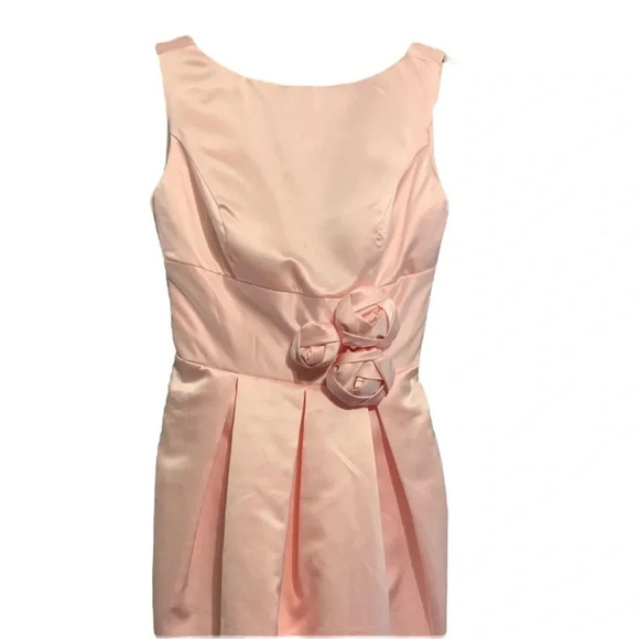 NWT Milanoo Pink Sleeveless Dress Satin Flower Waist Detail - Picture 4 of 8